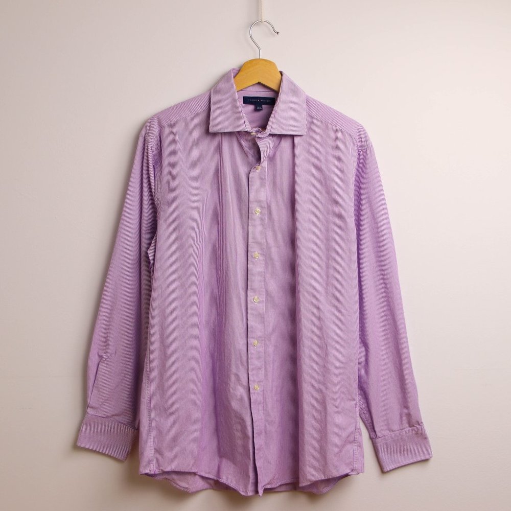Tommy Hilfiger White And Blue Button Up Dress Shirt